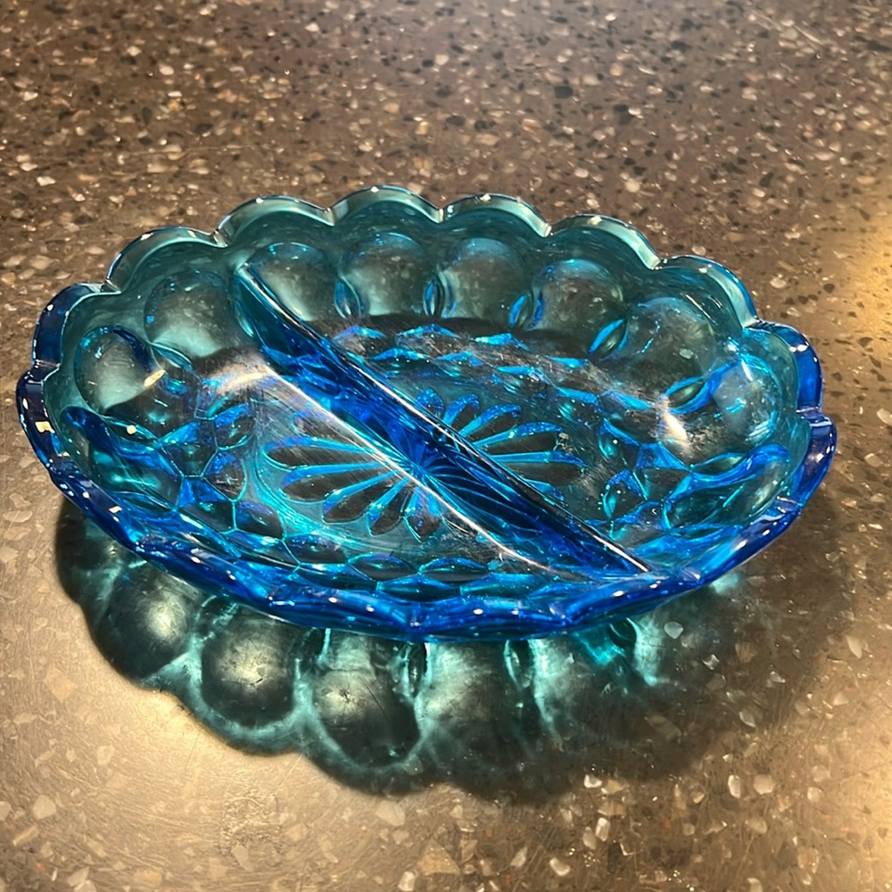 Depression glass candy dish.